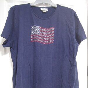 ME Sportswear Energy US Flag Embellished Navy Short Sleeve T-Shirt Size 1x